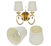Small Lamp Shade Set of 2, 4.5"x6"x5.5" Beige Fabric Sconce Lampshades Pleated Cloth Clip On Chandelier Shades for E14 Bulbs, Table Lamps, Floor Lamps