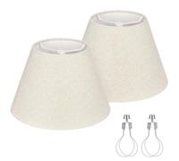 Small Lamp Shades Set of 2 Beige with Silver Thread, 5.5" Top x 10" Bottom x 6.6" H, Glitter Linen Blinds for Table Lamps,