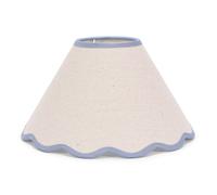 ValueLights Florie Scallop Blue Trim Small Shade - Size: 15 x 27.5 x 27.5cm - Cream - Wilko