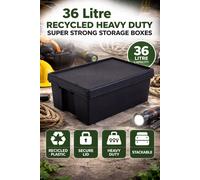 Wham Bam Recycled Storage Box and Lid Black 36Ltr