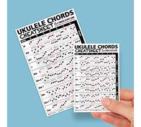 Small + Large Ukulele Chords Cheatsheet Bundle - Laminated and Double Sided Pocket Reference 4"x6" and 6"x9" • Best Music Stuff