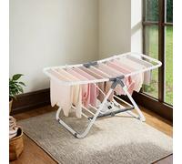 Small Laundry Airer, Foldable 2-Level Clothes Drying Rack, Cloud White