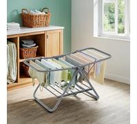 Small Laundry Airer, Foldable 2-Level Clothes Drying Rack, Dove Grey