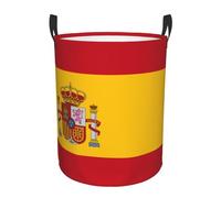 Small Laundry Basket, Water Proof Spanish flag Print Storage Hamper with Handles for Home Dormitory In-Vehicle