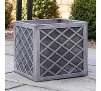 Small Lazio Square Grey Pewter Garden Planter 32cm H x 32cm W
