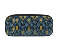 Small Leaf Pattern Pencil Case Waterproof Leather Pencil Pouch Multi-purpose Aesthetic Makeup Bag Cute Pen Bag Large Cosmetic Bag for Office Stationery, Travel