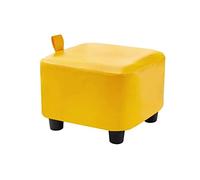 Small Leather Foot Stool Ottoman Short Solid Wood Square Stool for Living Room Coffee Table Sofa Garden or Entryway Stylish Yellow Step Stool & Shoe Bench