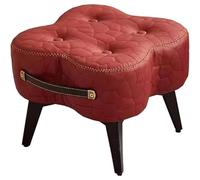Small Leather Ottoman Bench, Upholstered Foot Stool For Sofa, Vanity Chair, Storage Pouf, Step Stool For Bedroom, Office, Entryway (Red B)