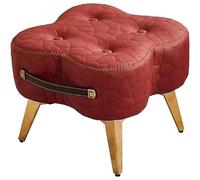 Small Leather Ottoman Bench, Upholstered Foot Stool For Sofa, Vanity Chair, Storage Pouf, Step Stool For Bedroom, Office, Entryway (Red A)