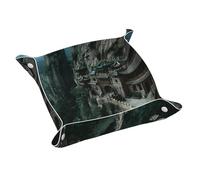 Small Leather Storage Tray Double-sided Building On The Cliff Print Item Storage Foldable Durable Practical