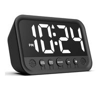 Small LED Digital Clock for Bedroom, Loud Alarm Clock for Heavy Sleepers Adults, Teens | Plug-In Electric Desk Clock | Simple Bedside Nightstand Clock with Adjustable Volume/Brightness/Snooze - White
