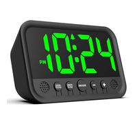 Small LED Digital Clock for Bedroom, Loud Alarm Clock for Heavy Sleepers Adults, Teens | Plug-In Electric Desk Clock | Simple Bedside Nightstand Clock with Adjustable Volume/Brightness/Snooze - Green