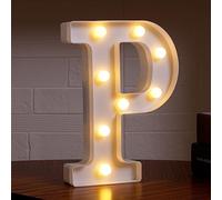 Small Led Marquee Letters, Light Up Letters, 8.58 Inch Led Letter Lights, Battery Powered Lighted Sign for Table, Party, Birthday, Christmas Decor (Letter P)