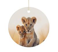 Small Lion Hanging Ceramic Ornaments, Christmas Tree Decorations, Funny Home Decor Gifts for Women, Sisters & Work Best Friends