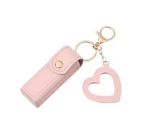 Small Lipstick Case, Mini Lipstick Case, Travel Cosmetic Bag - Stylish Mini PU Leather Lipstick Case with Heart Pendant for Lipstick and Lip Gloss. Great Gift for Birthdays, pink, 9 x 3 cm, See