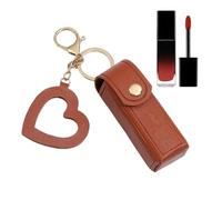 Small Lipstick Case | Travel Makeup Cases | Mini PU Leather Lipstick Organizer with Love Pendant for New Year and Lipstick, Coffee, Please refer to the description, Please refer to