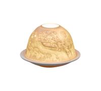 Small Lithophane Christmas Dome Tealight Candle Holder - Flying Sleigh