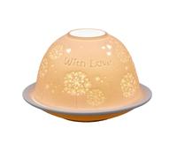 Small Lithophane Dome Tealight Candle Holder - With Love