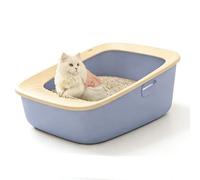 Small Litter Box, Corner Cat Ltter Trays, Mess Open Cat Litter Box for Kittens To Large Cats Raised Sides To Reduce Liter Scatter(Blue)