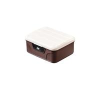 Small Lockable Box with Combination Lock - Double-Layer Security Storage Box for Medicine, Food, Mobile Phones, Documents - Portable Safe Case, 26x23x12 cm(Brown)