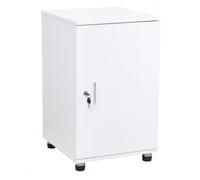 Small Lockable Storage Cabinet - White 1-Door Office Cupboard with Adjustable Shelf & Key Lock - Doubles as Bedside Cabinet for Care Homes, Nursing Homes & Commercial Use - 45 x 45 x 68cm
