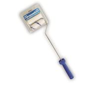 Small Long Handled Paint Roller Set 4 inch - 2 Roller Refills Foam and Fabric Heads - Long Reach Decorating Paint Roller - Suitable for Walls Ceilings Radiator and skirting Boards.