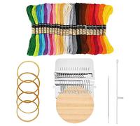 Small Loom Speedweve Type Weave Tool, wynott 14 Hooks Darning Loom Tool Mini Loom Machine Speedweve Weave Loom Mending Loom Speed Weave Darning Loom Wooden Darning Machine Loom for DIY Knitting Sewing