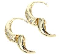 Small Loop Earrings for Women, Golden S925 Silver Rhinestone Pair | Fashion Accessory, One Pair, Fine Workmanship, Not Easy to Break, Star Detail