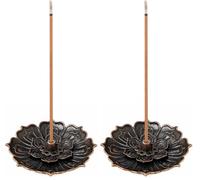 Small Lotus Incense Holder, Chinese 8-Hole Incense Stick Holder, Retro Bronze Alloy Incense Burner for Home Tea Room Buddha Hall, 5.6×0.85cm Incense Holders (Pack of 2)