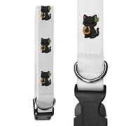 Small ' Lucky Black Cat with Horseshoe' Dog Collar (PR00066963)
