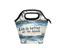 small lunch bags for women with Curved handle boys lunch box Leakproof beach cooler bag for Hiking College Life Is Better at Beach