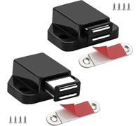 Small Magnetic Push to Open Cabinet Hardware CBRIVE 2 Pack Push to Open Door Latch Push Latches for Hidden Door Push Release Drawer Pull Touch Lock Tip On RV Closet Close Strong Pop Out, Black