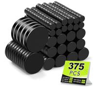 Small Magnets, 5 Different Size, Black Refrigerator Magnets 375Pcs Rare Earth Magnets Neodymium Magnets for Crafts, Whiteboard, Kitchen Cabinet