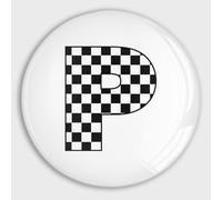 Small Magnets Refrigerator Glass Black And White Checkered Lattice Alphabet Letter P Round Fridge Magnets Magnetic Stickers for Refrigerator Holiday Mailbox Garage Door School Decors