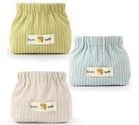 Small Make Up Bag, 3Pcs Corduroy Handbag Organiser, Elastic Hair Tie Organizer, Lipstick Case, Small/Mini Popper Cosmetic Pouch, Makeup Bags for Women Teenage Girls, Bag Essentials-Light Color