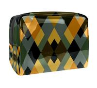 Small Makeup Bag for Purse, Gold Sage Green Grey and Black Diamonds Portable PVC Makeup Cosmetic Pouch, Travel Toiletry Bag for Women Men Girls