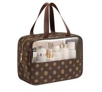 Small Makeup Bag for Purse, Portable Travel Toiletry Bag with Zipper, with Slip-in Pockets, Wide Opening, Light and Gentle Companionship, Waterproof Travel Essentials for Women(Coffee)