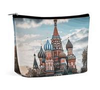 Small Makeup Bag for Purse, Waterproof PU Leather St Basil Cathedral Red Square In Moscow Cosmetic Bag Portable Toiletry Organizer Mini Makeup Pouch Versatile Zipper Pouch for Women, Travel, Gifts