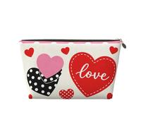 Small Makeup Bag for Purse - Waterproof Travel Toiletry Cosmetic Bags Portable Leather Makeup Storage Pouch Women Cosmetic Accessories Organizer(Pink Hearts Love)
