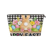 Small Makeup Bag for Purse - Waterproof Travel Toiletry Cosmetic Bags Portable Leather Makeup Storage Pouch Women Cosmetic Accessories Organizer(Happy Rabbit Eggs Easter)
