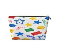 Small Makeup Bag for Purse - Waterproof Travel Toiletry Cosmetic Bags Portable Leather Makeup Storage Pouch Women Cosmetic Accessories Organizer(Colorful Building Blocks)