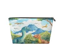 Small Makeup Bag for Purse - Waterproof Travel Toiletry Cosmetic Bags Portable Leather Makeup Storage Pouch Women Cosmetic Accessories Organizer(Jungle Dinosaurs)