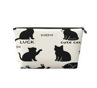 Small Makeup Bag for Purse - Waterproof Travel Toiletry Cosmetic Bags Portable Leather Makeup Storage Pouch Women Cosmetic Accessories Organizer(Happy Cats)