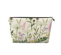 Small Makeup Bag for Purse - Waterproof Travel Toiletry Cosmetic Bags Portable Leather Makeup Storage Pouch Women Cosmetic Accessories Organizer(Spring Flowers)