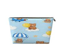 Small Makeup Bag for Purse - Waterproof Travel Toiletry Cosmetic Bags Portable Leather Makeup Storage Pouch Women Cosmetic Accessories Organizer(Cute Bears)