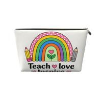 Small Makeup Bag for Purse - Waterproof Travel Toiletry Cosmetic Bags Portable Leather Makeup Storage Pouch Women Cosmetic Accessories Organizer(Teach Love)