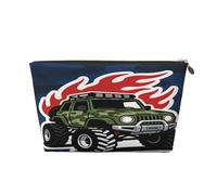 Small Makeup Bag for Purse - Waterproof Travel Toiletry Cosmetic Bags Portable Leather Makeup Storage Pouch Women Cosmetic Accessories Organizer(Fire Trucks)