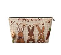 Small Makeup Bag for Purse - Waterproof Travel Toiletry Cosmetic Bags Portable Leather Makeup Storage Pouch Women Cosmetic Accessories Organizer(Happy Easter Bunny Eggs)