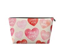 Small Makeup Bag for Purse - Waterproof Travel Toiletry Cosmetic Bags Portable Leather Makeup Storage Pouch Women Cosmetic Accessories Organizer(Love Heart Forever)