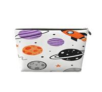 Small Makeup Bag for Purse - Waterproof Travel Toiletry Cosmetic Bags Portable Leather Makeup Storage Pouch Women Cosmetic Accessories Organizer(Space Planet Rocket)